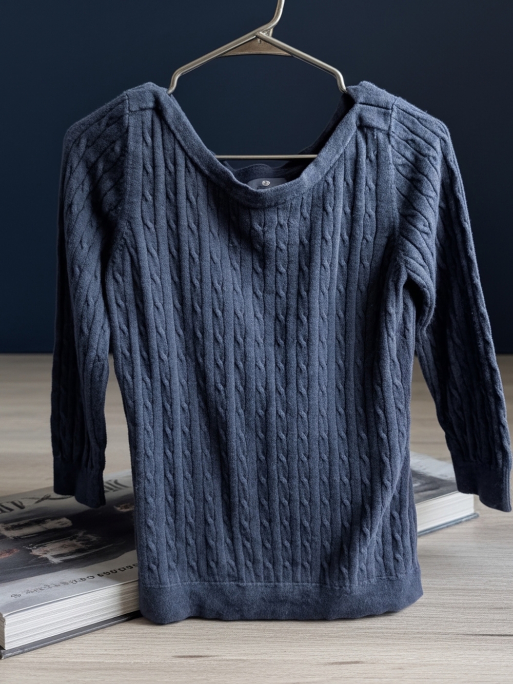 GAP Women's Cable-Knit Crew Sweater - Navy Blue